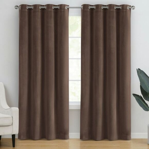 Better Homes and Gardens Chocolate Brown Solid Drapes with Grommets - Picture 1 of 6